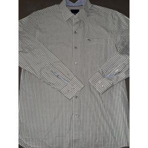 Tommy Bahama men's grey‎ checkered long sleeve button down shirt size med